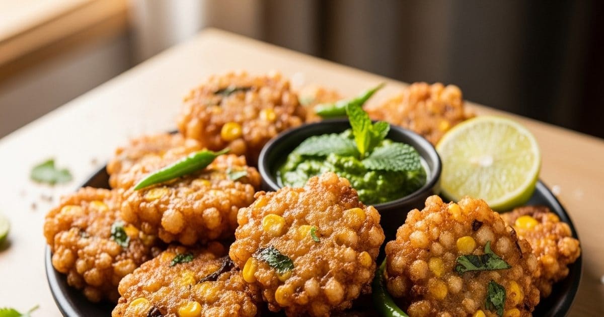 Sabudana Corn Fritters Recipe. Sago corn fritters recipe